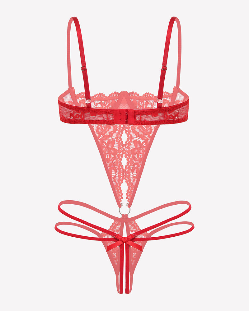 Lace Underwire Bodysuit Deep V Teddy