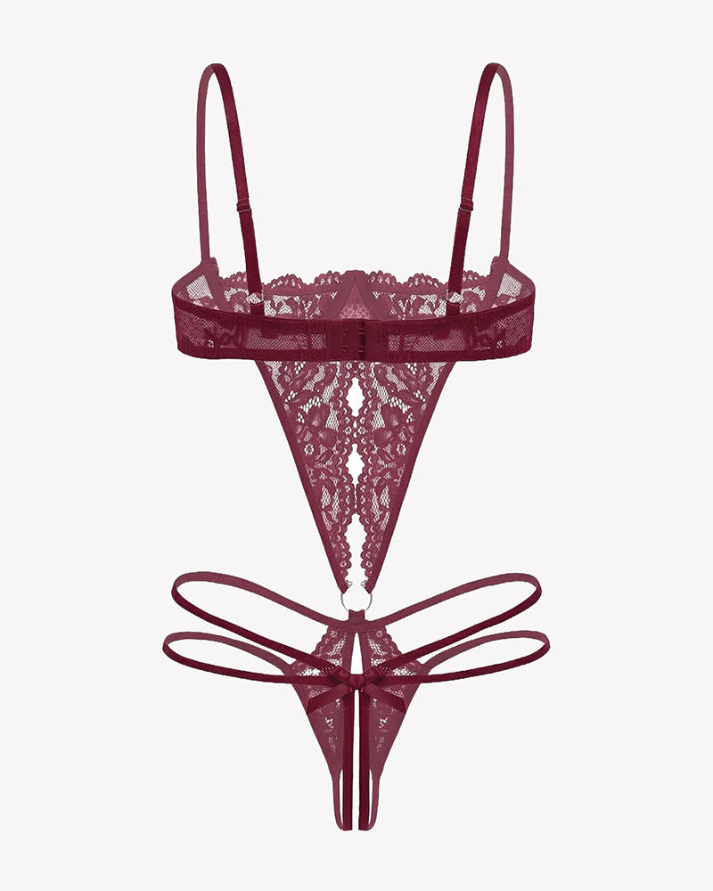 Lace Underwire Bodysuit Deep V Teddy