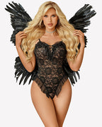 Deep V Lace Bodysuit Snap Crotch Teddy