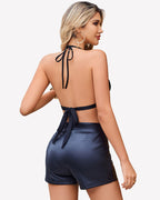 Halter Going Out Top Open Back Deep V Neck Vest