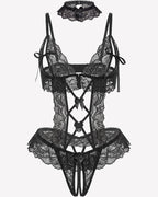 Floral Lace V-Neck Bodysuit Teddy Lingerie