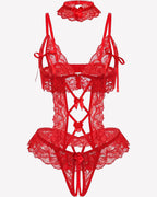 Floral Lace V-Neck Bodysuit Teddy Lingerie