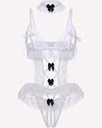 Floral Lace V-Neck Bodysuit Teddy Lingerie