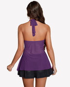 Halter Tops V Neck Sheer Mesh Going Out