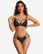 Underwire Push Up Sheer Bra and Panty Set