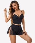Pajama Set Modal V-Neck Cami Slit Shorts Set