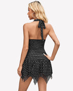 Halter Backless Mini Dress Ruched Asymmetric Cocktail Dress