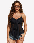 Mesh Cami Bralette Top Spaghetti Strap Y2K Lingerie Camisole