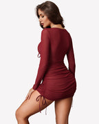 Mesh Bodycon Ruched See Through Mini Dress