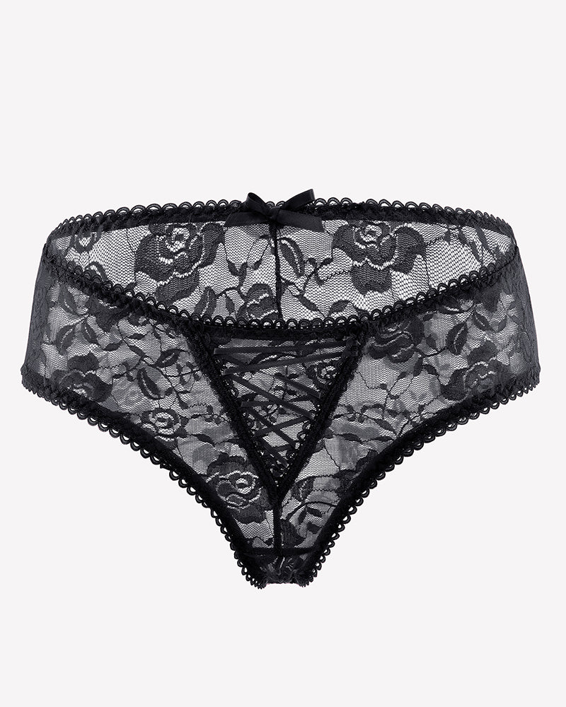 Floral Lace Panties Hollow Out Boyshort Underwear
