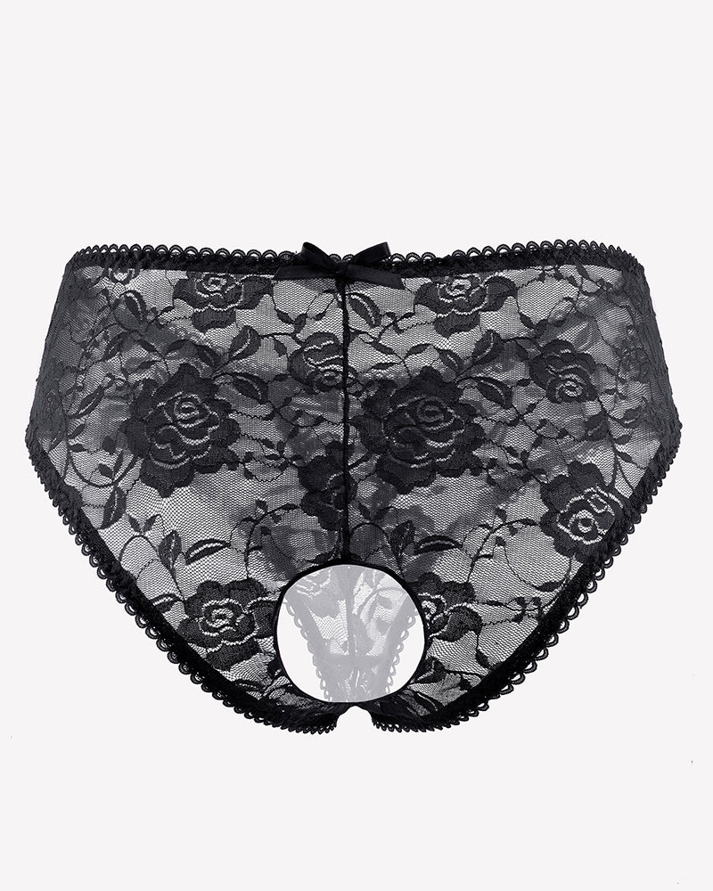 Floral Lace Panties Hollow Out Boyshort Underwear