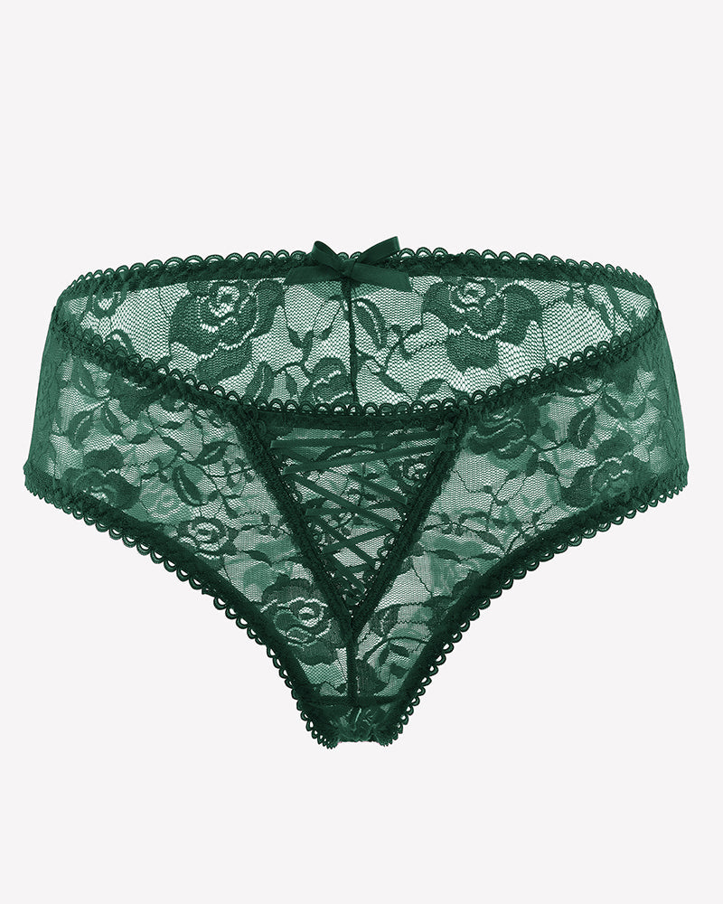 Floral Lace Panties Hollow Out Boyshort Underwear