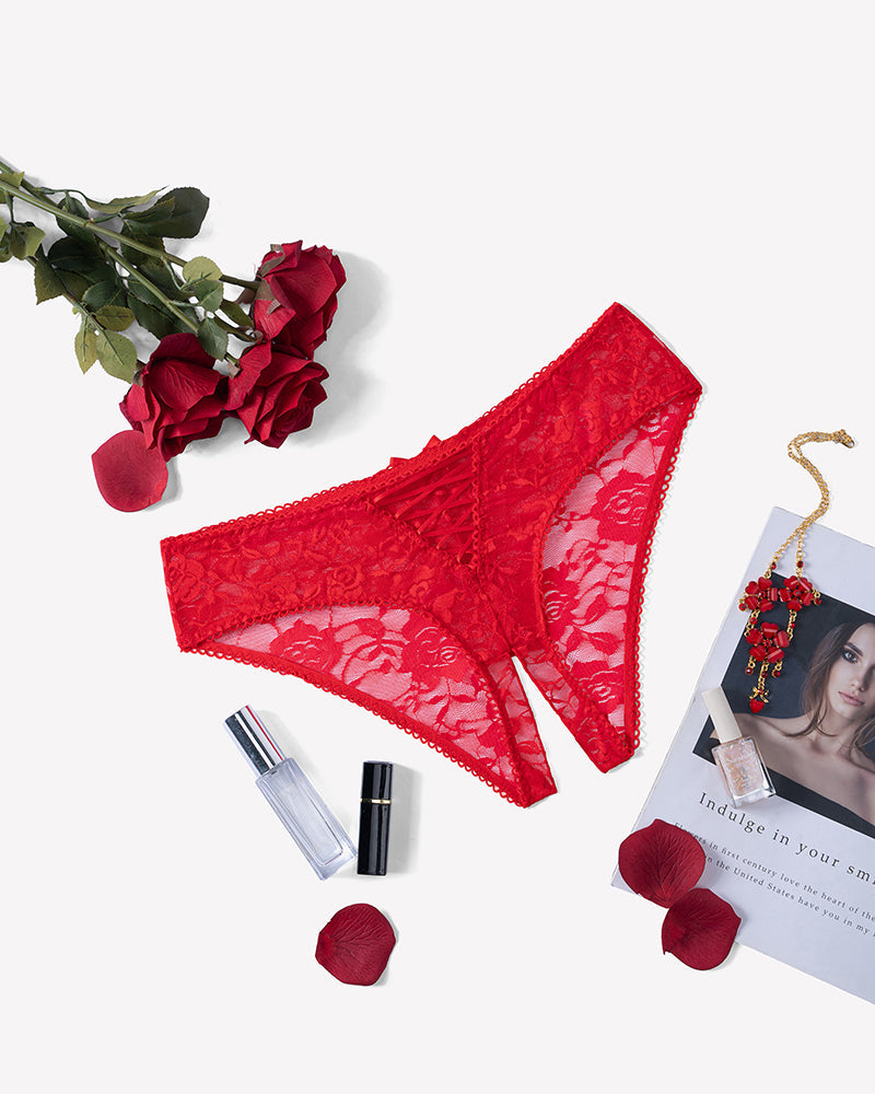 Floral Lace Panties Hollow Out Boyshort Underwear