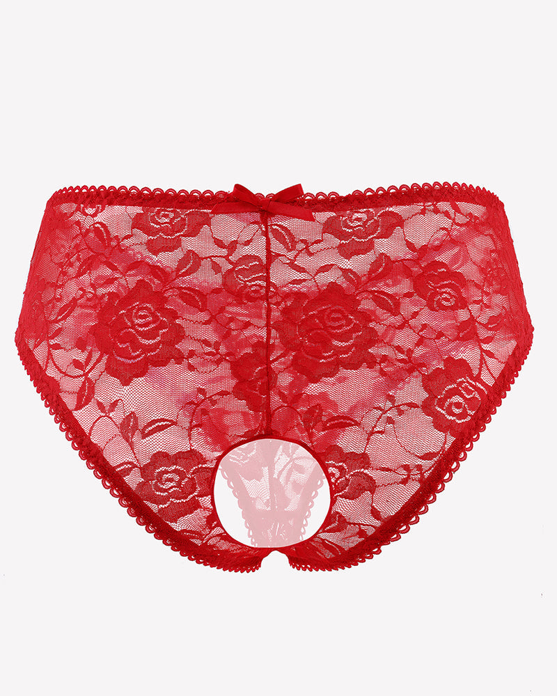 Floral Lace Panties Hollow Out Boyshort Underwear