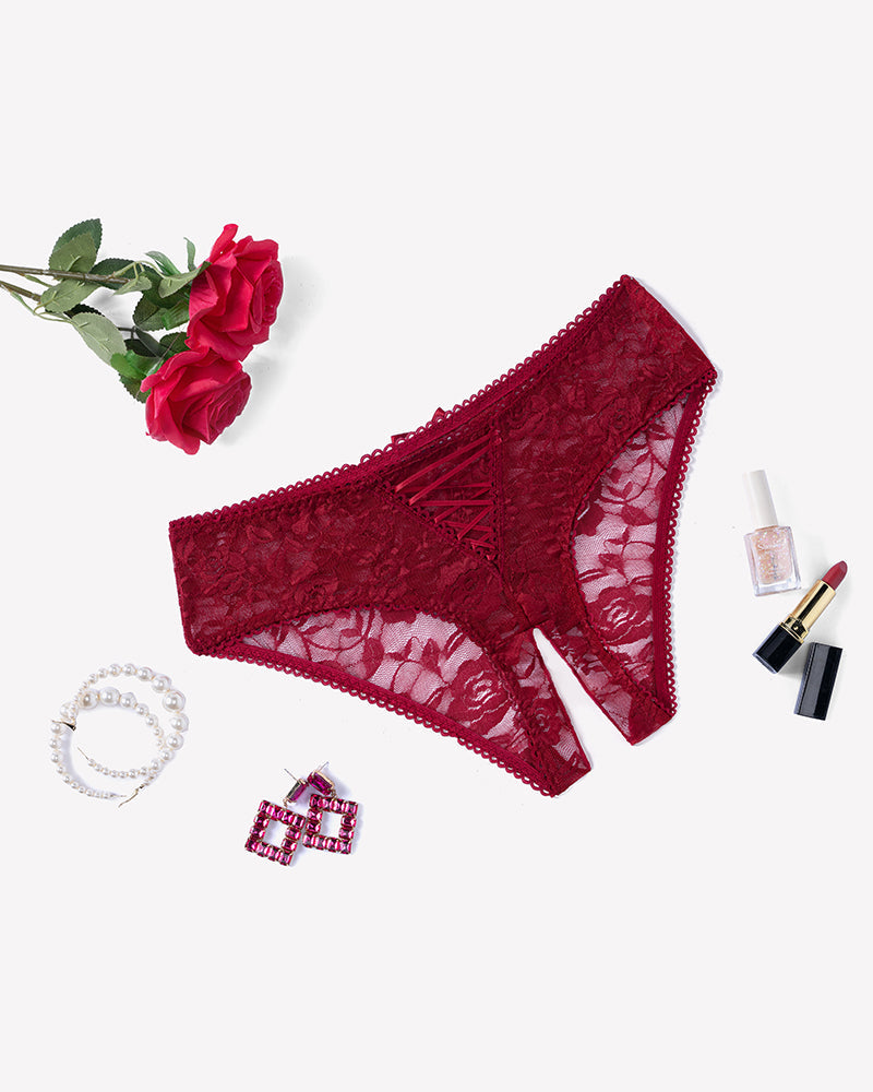 Floral Lace Panties Hollow Out Boyshort Underwear