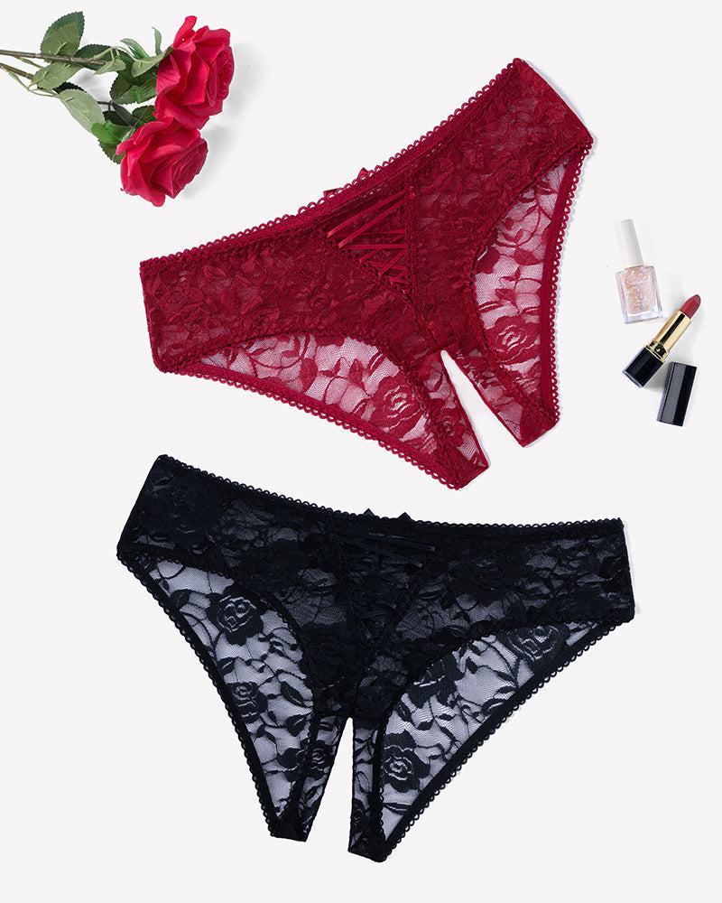 Floral Lace Panties Hollow Out Boyshort Underwear
