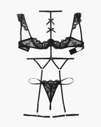 Lace Garter Belt Bra Choker 4-Piece Lingerie Set