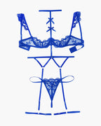 Lace Garter Belt Bra Choker 4-Piece Lingerie Set