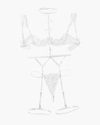 Lace Garter Belt Bra Choker 4-Piece Lingerie Set