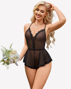 Floral Cami Romper Criss Cross Backless Sleepwear