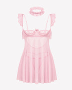 Lace Babydoll Lingerie Dress Underwire Sheer Mesh