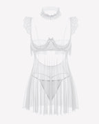 Lace Babydoll Lingerie Dress Underwire Sheer Mesh
