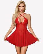 Lace Babydoll Dress Sheer Mesh Dress With Thong