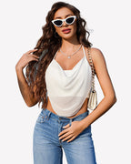 Flowy Cami Halter Tops Going Out Crop Top Mesh Tank Top