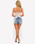Lace Ruffle Camisole Top Open Front V Neck Going Out Top