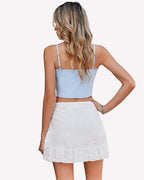 Y2K Lace Mini Skirt High Waist Ruffle A-Line Layered Skirt