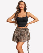 Y2K Mesh Mini Skirt 3D Flower Asymmetric Hem Flowy Skirt