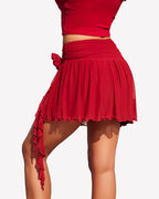 Y2K Mesh Mini Skirt 3D Flower Asymmetric Hem Flowy Skirt