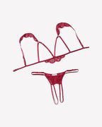 Floral Lace Cutout Bra Panty Lingerie Set