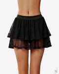 High Waist Ruffle Skort Layered Mesh Y2K Mini Skirt with Built-In Shorts
