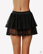 High Waist Ruffle Skort Layered Mesh Y2K Mini Skirt with Built-In Shorts