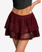 High Waist Ruffle Skort Layered Mesh Y2K Mini Skirt with Built-In Shorts