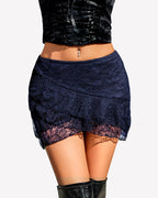 Y2K Lace Layered Ruffle Micro Mini Skirt