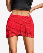 Y2K Lace Layered Ruffle Micro Mini Skirt