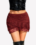 Y2K Lace Layered Ruffle Micro Mini Skirt