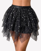 Tulle Mini Skirt Layered Puffy Fairy A-Line Mesh Tutu with Lining