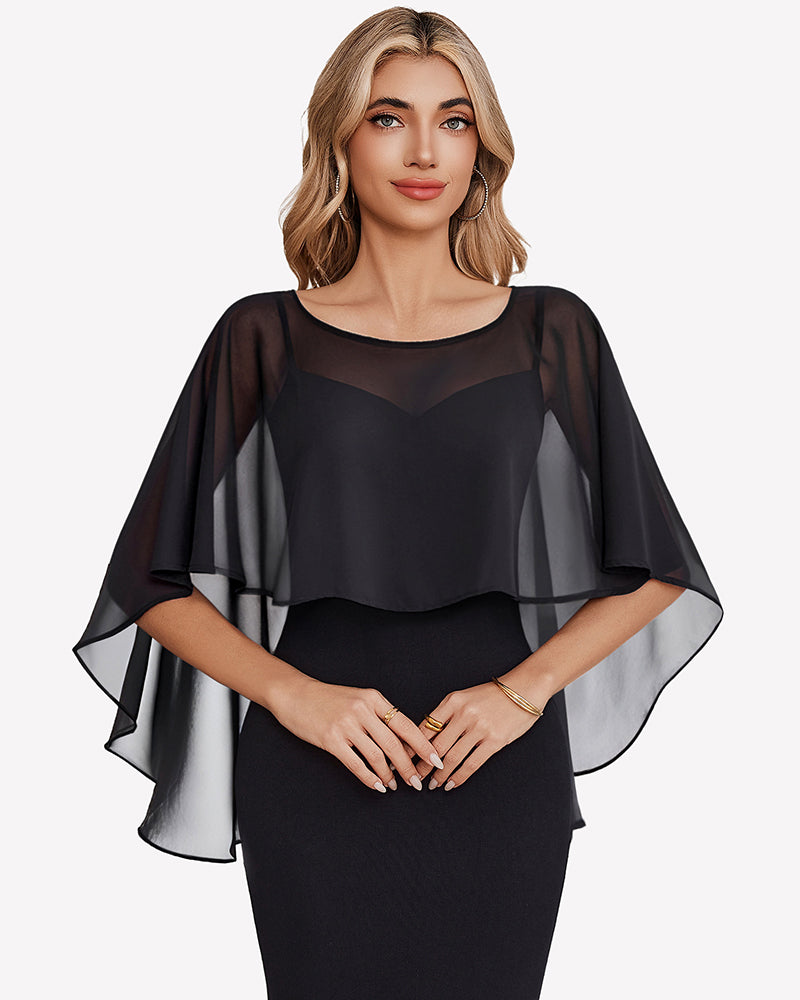 Chiffon Cape Shawl Evening Wedding Bridesmaid Cover Up