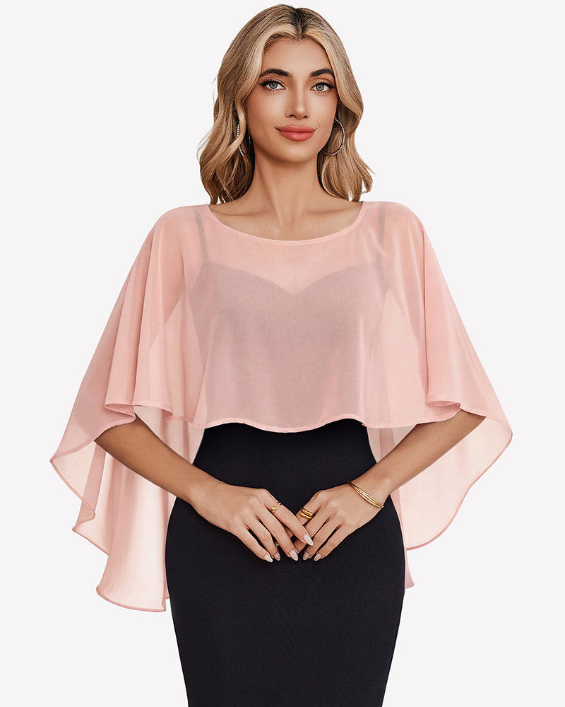 Chiffon Cape Shawl Evening Wedding Bridesmaid Cover Up