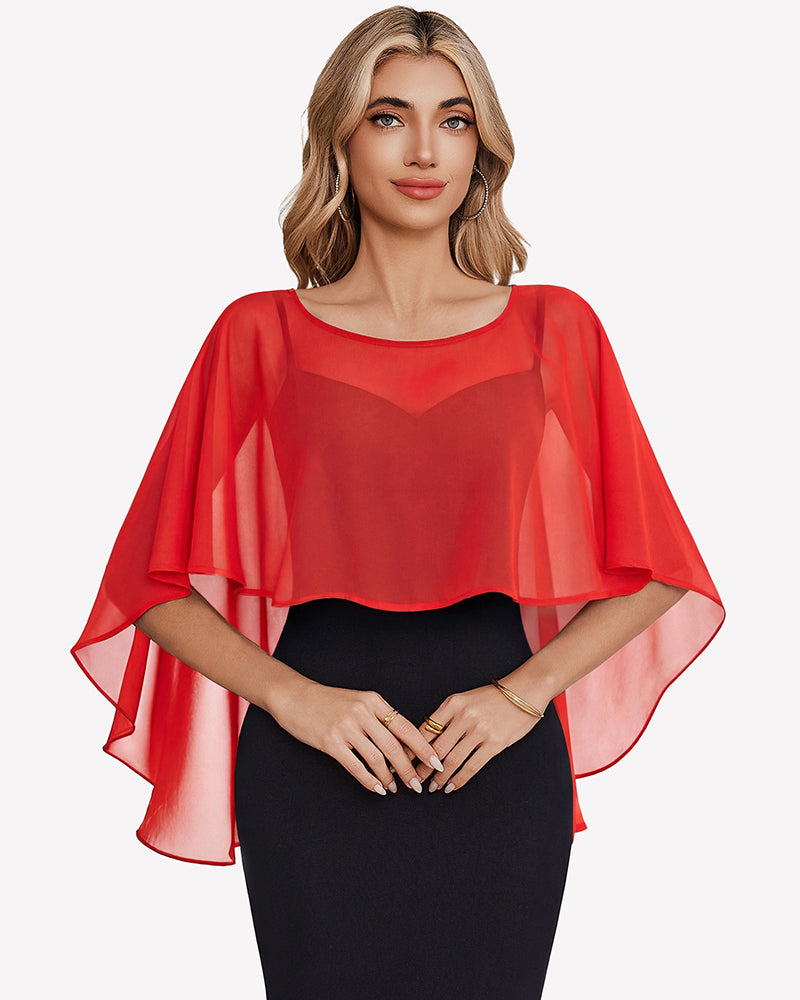 Chiffon Cape Shawl Evening Wedding Bridesmaid Cover Up