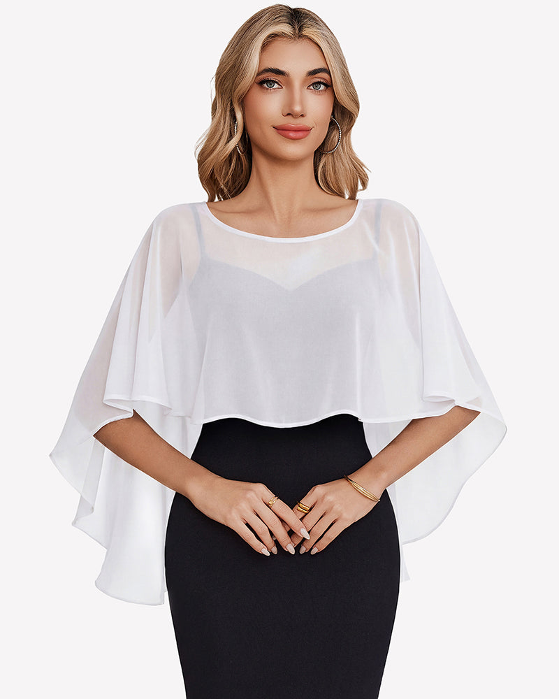 Chiffon Cape Shawl Evening Wedding Bridesmaid Cover Up
