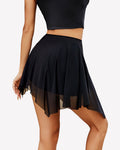Y2K Mesh Flowy Asymmetrical Hem Double Layered Mini Skirt