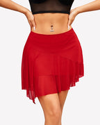 Y2K Mesh Flowy Asymmetrical Hem Double Layered Mini Skirt