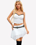 Y2K Mesh Flowy Asymmetrical Hem Double Layered Mini Skirt