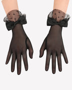 Sultrye Bow Short Mitten Mesh Gloves for 1920s