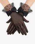 Sultrye Bow Short Mitten Mesh Gloves for 1920s