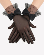 Sultrye Bow Short Mitten Mesh Gloves for 1920s
